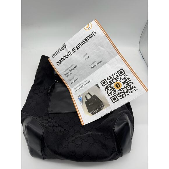 GUCCI Black Guccissima Monogram Nylon Tote Bag with leather*COA included - Picture 15 of 16